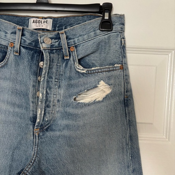 Agolde Blue Straight Leg Jeans Classic Denim - Picture 2 of 5